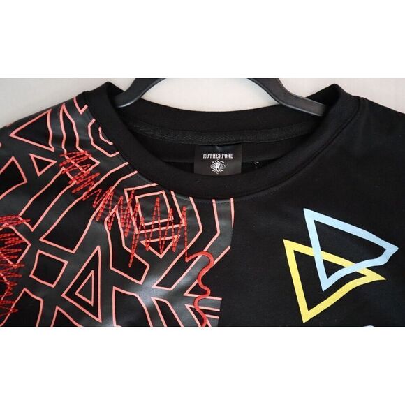 Rutherford Premium Collection Men's Sz XL Black Abstract Print S/S Tee Shirt - Picture 3 of 8